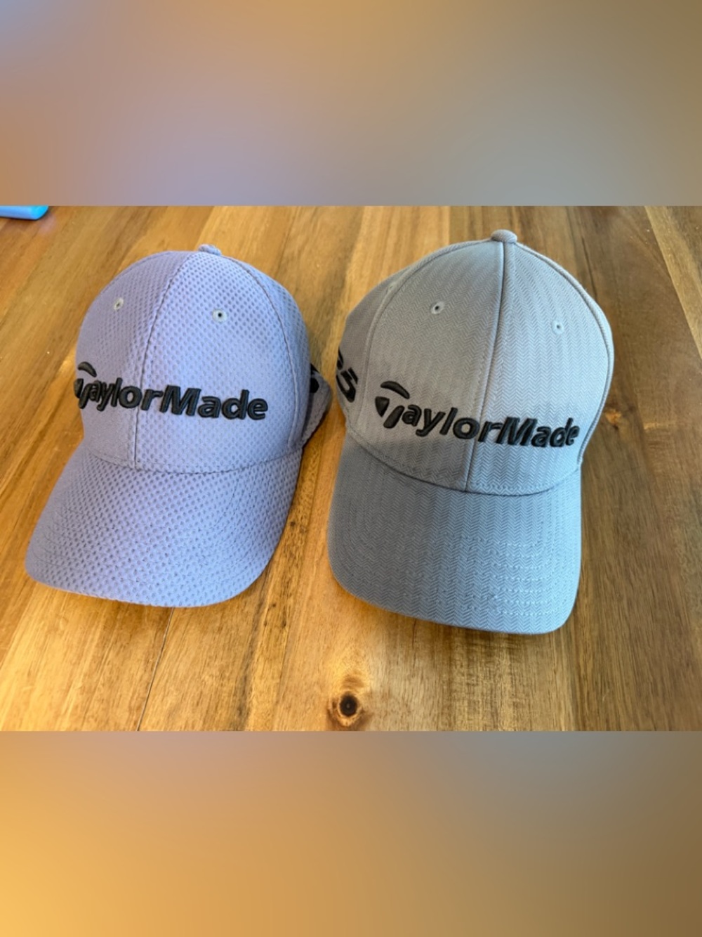 Lot of 2- TaylorMade Dual-Tone Gray and Black Golf Cap Set